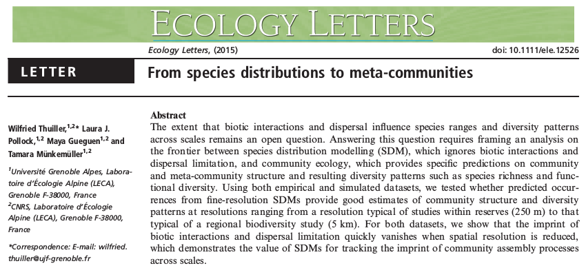 Thuiller 2015 Ecology Letters